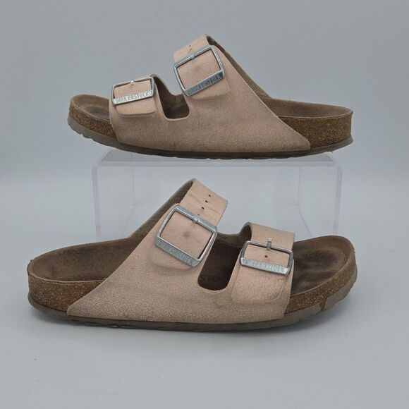 Birkenstock Arizona Two Strap Pink Ladies Size 38 US Size 7 - 7.5 Slides Slip On - Picture 1 of 8